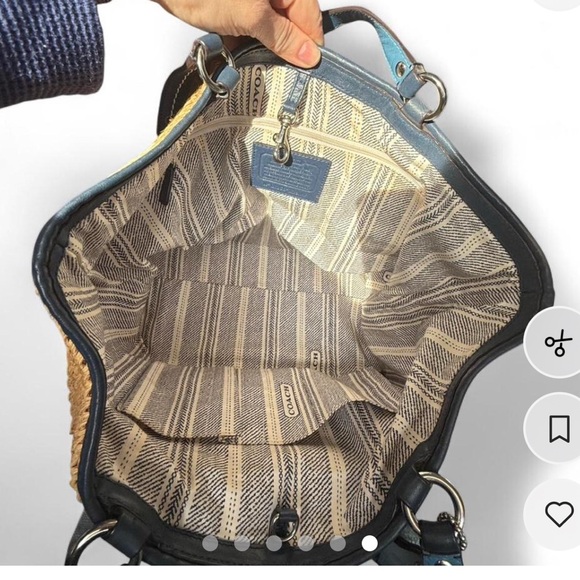 Limited Edition Y2K 2011 Coach Blue and Tan Woven Tote - Picture 6 of 7